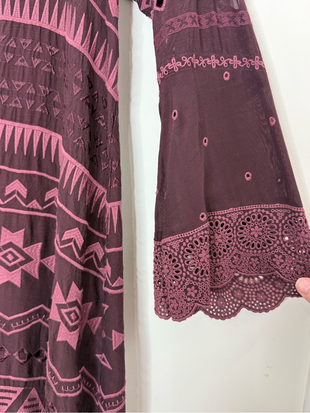 Johnny Was Long Sleeve Shift Dress Size XL Embroidered Bohemian Western - Picture 8 of 16